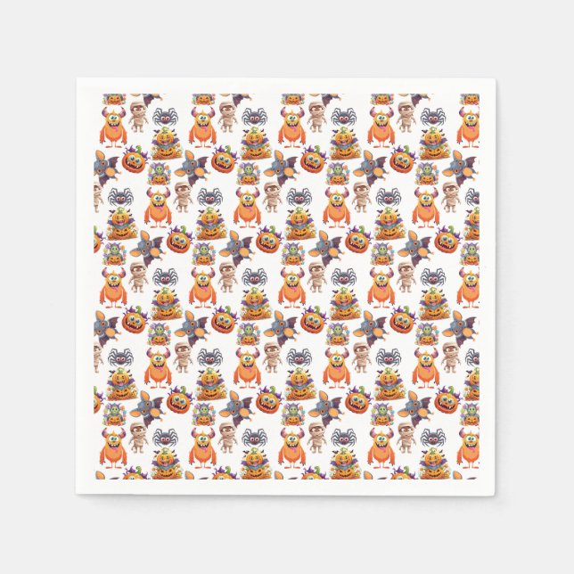 Halloween Patttern Of Creatures Napkin (Front)