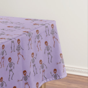 Halloween Patttern Of Dancing Skeletons Tablecloth