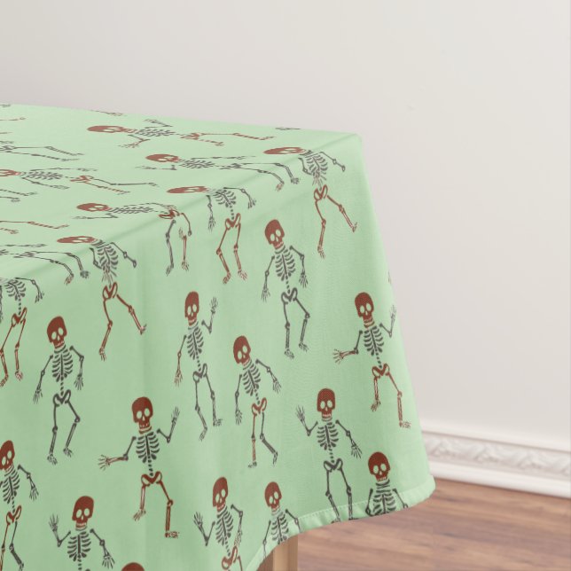 Halloween Patttern Of Dancing Skeletons Tablecloth (In Situ)