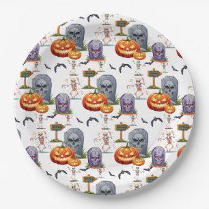 Halloween Patttern On  Paper Plate