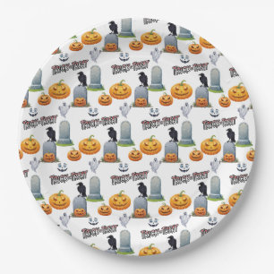 Halloween Patttern On  Paper Plates