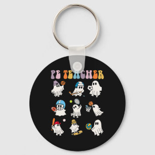 Halloween Pe Teacher Ghost Playing Soccer Footll S Key Ring
