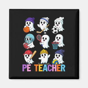 Halloween Pe Teacher Ghost Playing Soccer Footll S Magnet