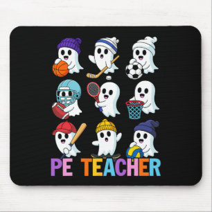 Halloween Pe Teacher Ghost Playing Soccer Footll S Mouse Pad
