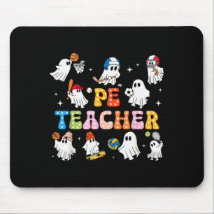 Halloween Pe Teacher Ghost Playing Sports Physical Mouse Pad