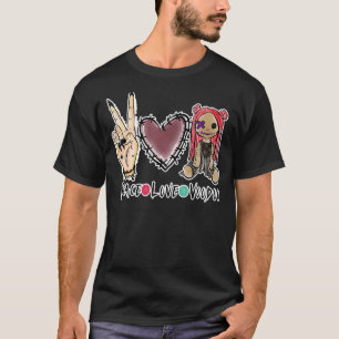 Halloween Peace Love Voodoo Doll Graphic Costumes T-Shirt