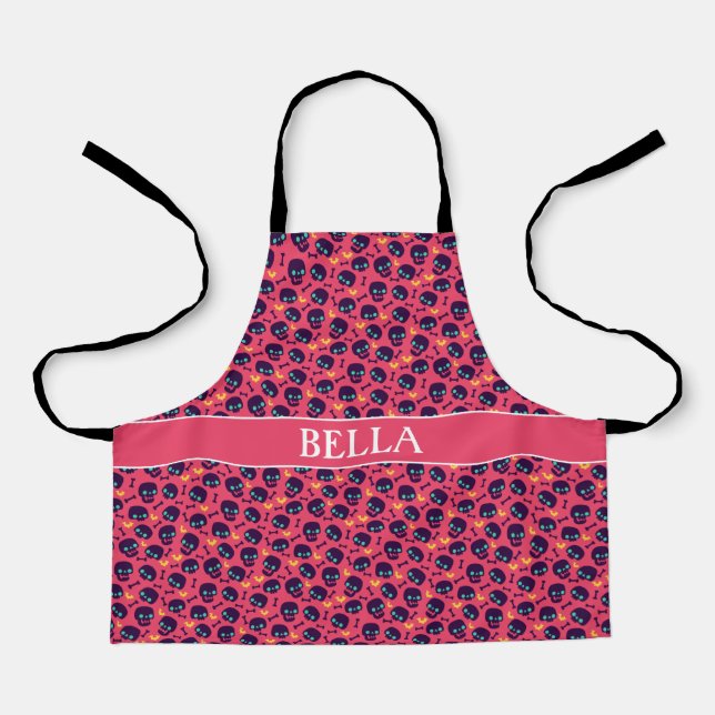 Halloween Peach Black Minimal Pattern Apron (Front)
