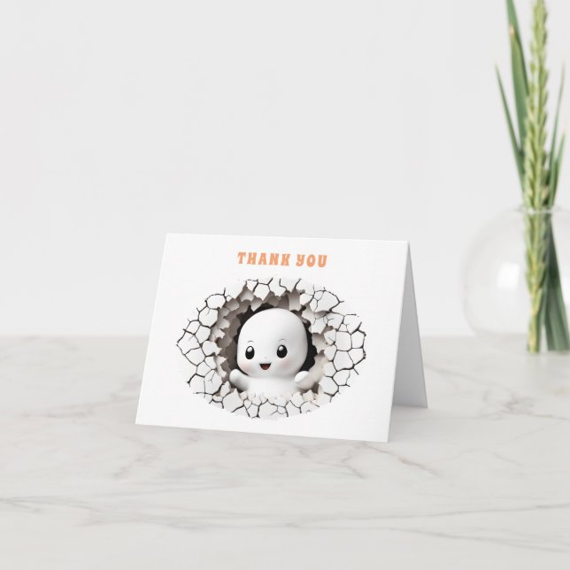 Halloween Peeking Boo Baby Shower Thank You Card  (Front)