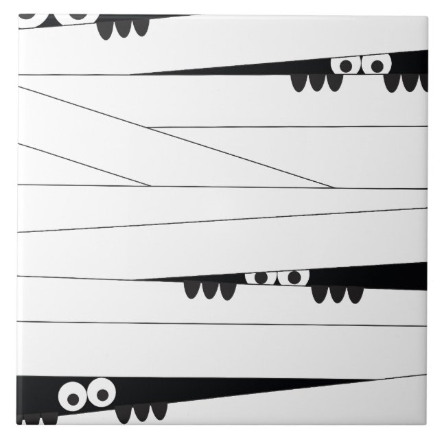 Halloween Peeking Mummy Ceramic Tile (Front)
