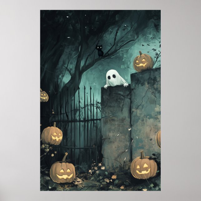 Halloween Peeping Ghost Poster (Front)