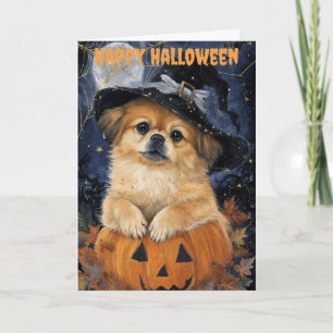 Halloween Pekingese Dog Holiday Card