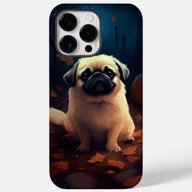 Halloween Pekingese With Pumpkins Scary Case-Mate iPhone Case (Back)