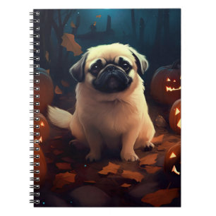 Halloween Pekingese With Pumpkins Scary Notebook