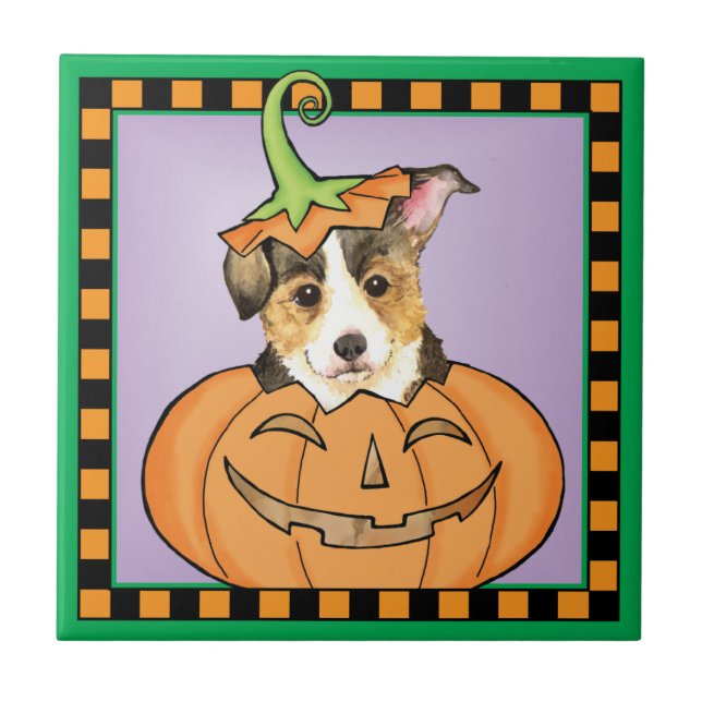 Halloween Pembroke Welsh Corgi Tile (Front)