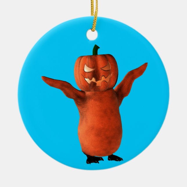 Halloween Penguin Ceramic Ornament (Front)
