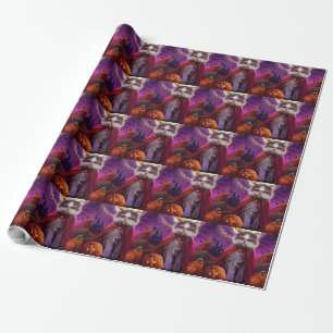 Halloween Persian Cat Vampire Pumpkins Scary Wrapping Paper