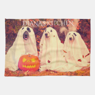 Halloween personalised kitchen towel. tea towel
