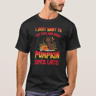 Halloween Pet Cats and Drink Pumpkin Spice Latte B T-Shirt