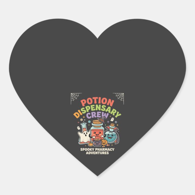 Halloween Pharmacy Potion Crew Heart Sticker (Front)