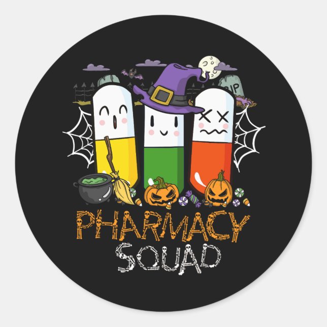 Halloween Pharmacy Squad PIlls Costume Pharmacist  Classic Round Sticker (Front)