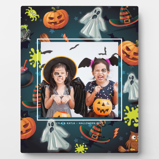 Halloween Photo cute Pattern Plaque (Front)
