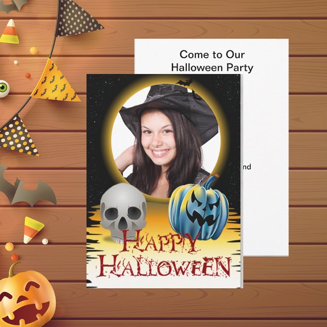 Halloween Photo Frame Skull and Jack o' Lantern Invitation (Halloween Photo Frame Skull and Jack o' Lantern Invitation)