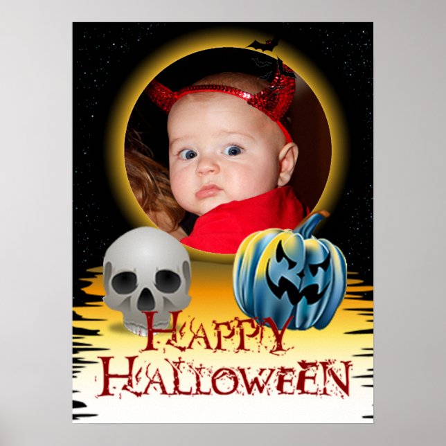Halloween Photo Frame Skull and Jack o' Lantern Poster (Front)