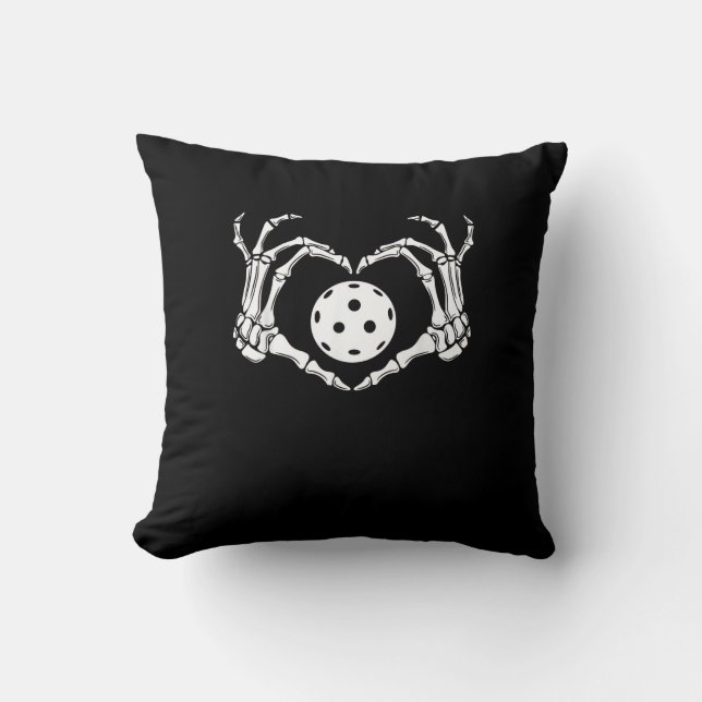 Halloween Pickle Skeleton Heart Hands Cushion (Front)