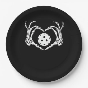 Halloween Pickle Skeleton Heart Hands Fun Design Paper Plate