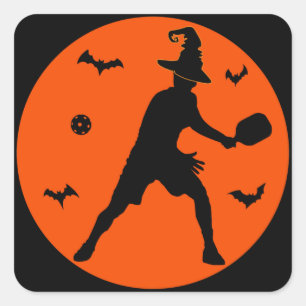 Halloween Pickleball Player Square Sticker