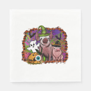 Halloween Pigs Napkin