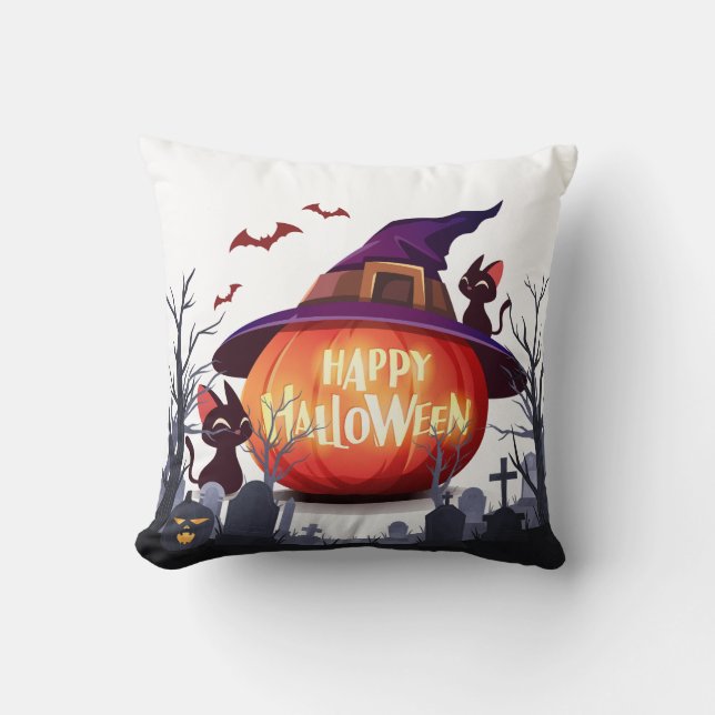 Halloween  Pillow – Pumpkin and Night Magic (Front)