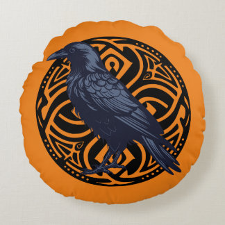 Halloween Pillow with Celtic Circle and Raven