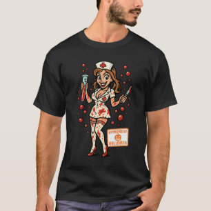 Halloween Pin-Up Nurse – Creepy Cute Cartoon T-Shirt