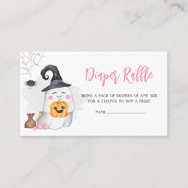 Halloween Pink Baby is Brewing Diaper Raffle Enclosure Card (Front)