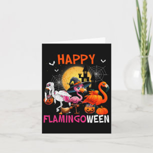 Halloween Pink Flamingo Costume Skeleton Witch Card