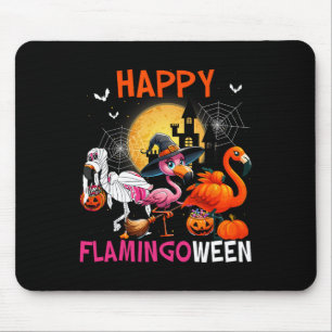 Halloween Pink Flamingo Costume Skeleton Witch Mouse Pad