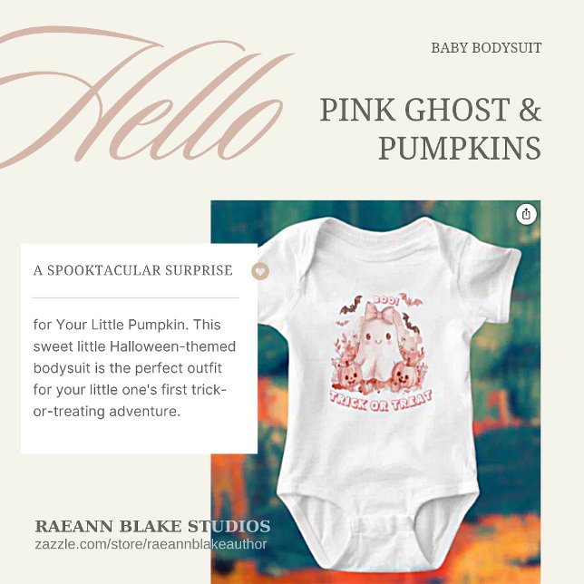 Halloween Pink Ghost and Pumpkins Baby Bodysuit (Creator Uploaded)