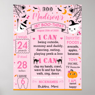 Halloween Pink Ghost Birthday milestone sign