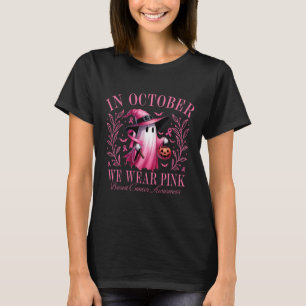 Halloween Pink Ghost In October We Wear Pink Breas T-Shirt