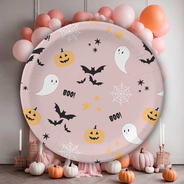 Halloween Pink Paper Plate (Creator Uploaded)