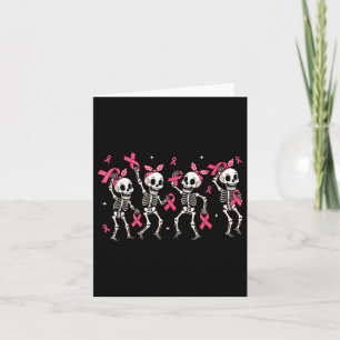Halloween Pink Ribbon Breast Cancer Awareness Skel Card