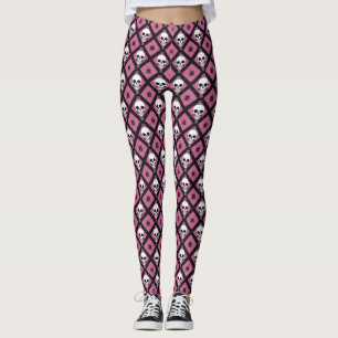 Halloween PINK Scull Cute  Leggings
