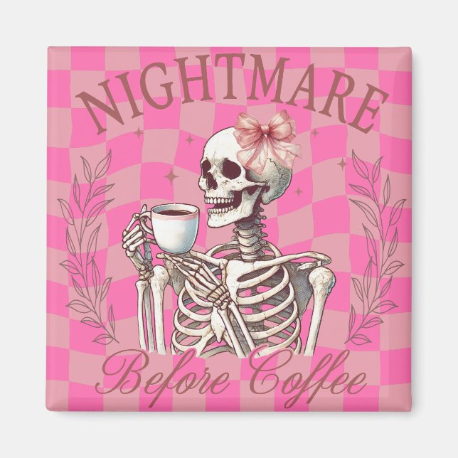 Halloween Pink Skeleton Coffee  Magnet (Front)