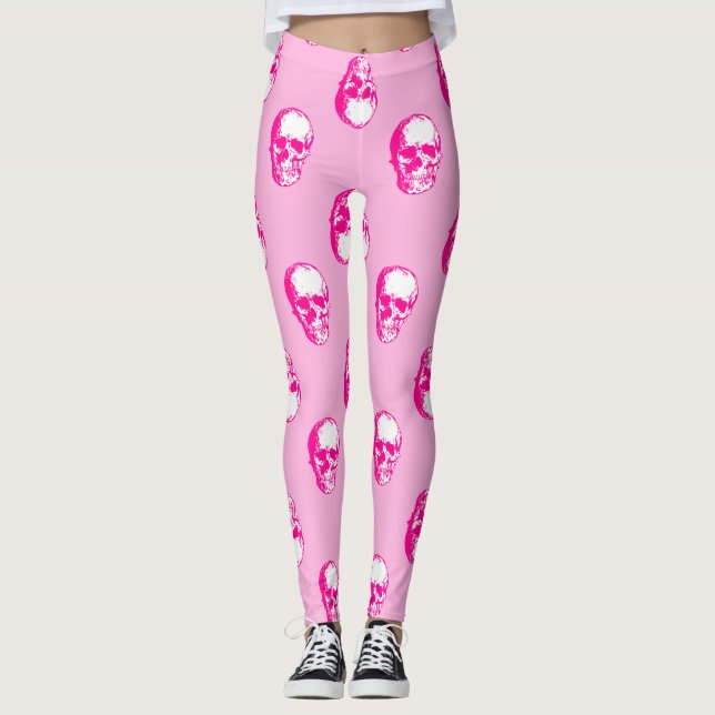 halloween pink skull gothic leggings (Front)
