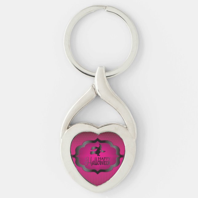 Halloween pink witch key ring (Front)