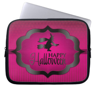 Halloween pink witch laptop sleeve