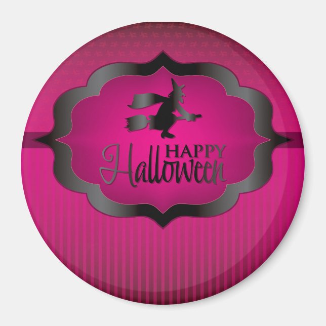 Halloween pink witch magnet (Front)