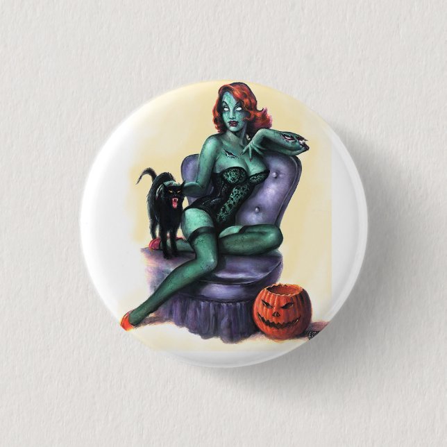 Halloween Pinup Girl Button (Front)