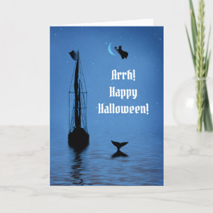 Halloween Pirate and Witch Nautical Sea Card
